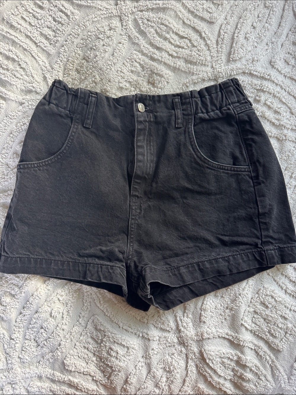 Topshop Black Paper Bag High-Waist Casual Shorts